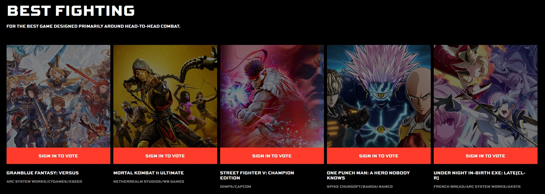 SF5 and MK11 are Nominees at The Game Awards 2020